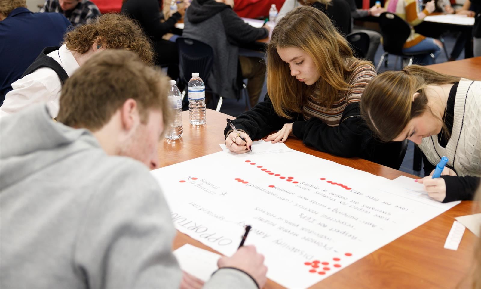 Students at a meeting